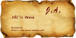 Ján Anna névjegykártya